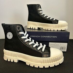 French Connection Black and White High-Top Sneakers